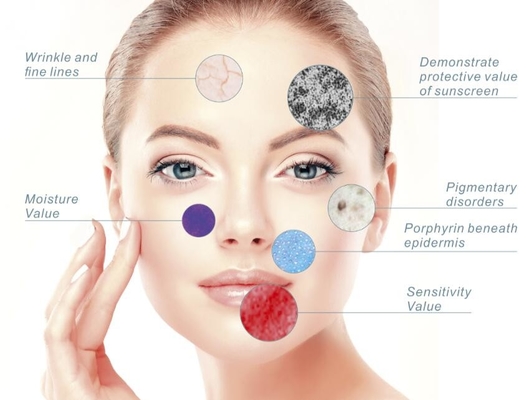 Dispositivo de la dermatología de la cara de la máquina del analizador de la piel de la aspereza de 7 idiomas