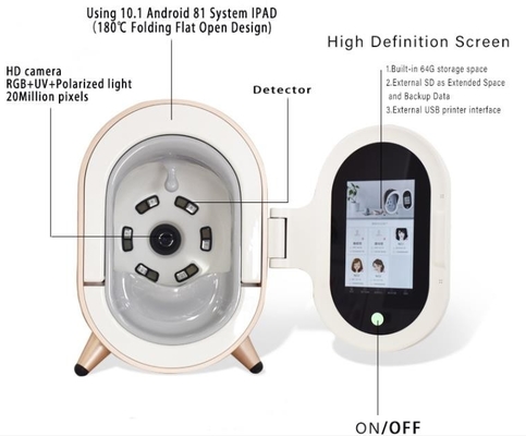 Dispositivo facial de diagnóstico de la dermatología del escáner 50HZ del analizador facial de la piel